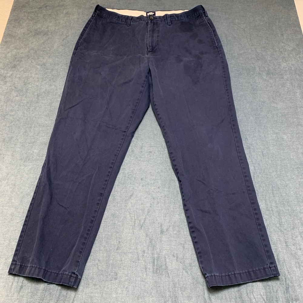 Lands' End Chino Pants Mens 38 Navy Blue Cotton Straight Leg Traditional Fit